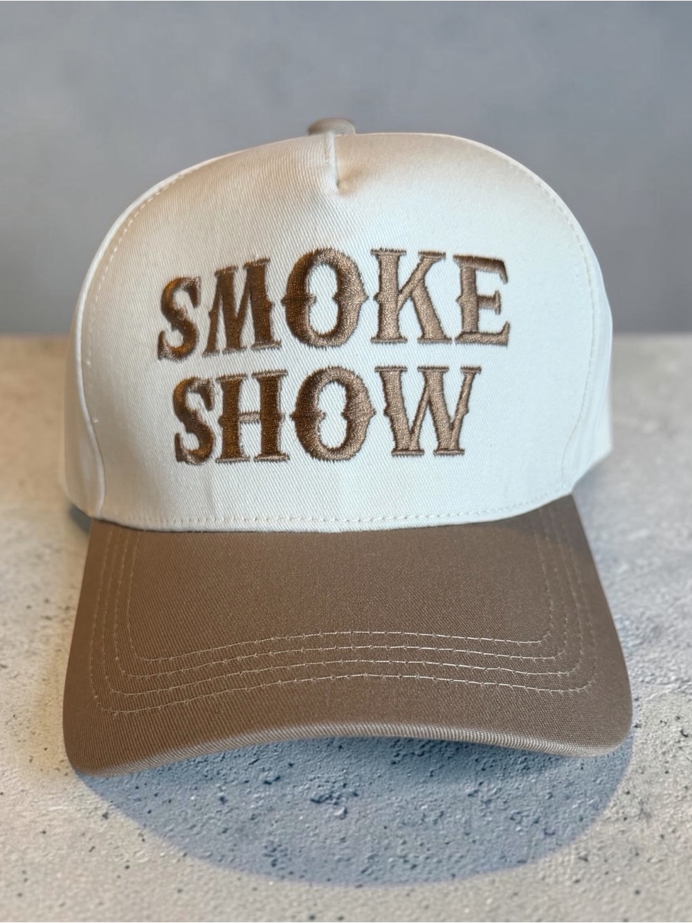 Womenโs โSmoke Showโ Baseball Cap - Cream & Brown